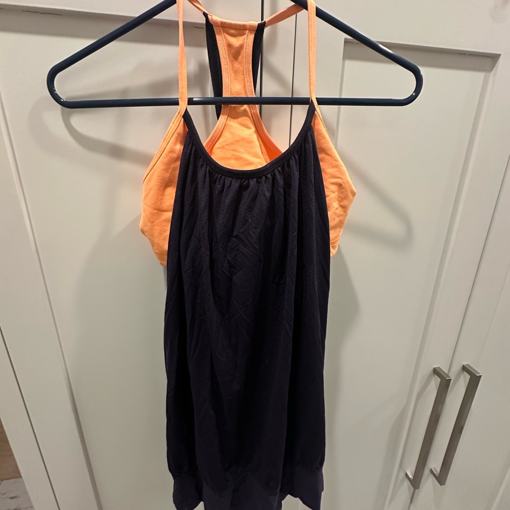 Lululemon Navy Blue and Orange Tank Top